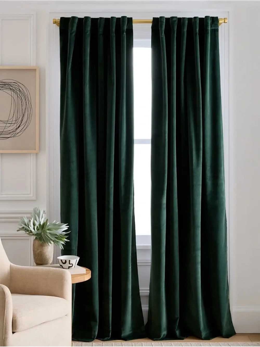 NWOT Quince Velvet Curtain Panels - Spruce - Retail for set $160 48x84